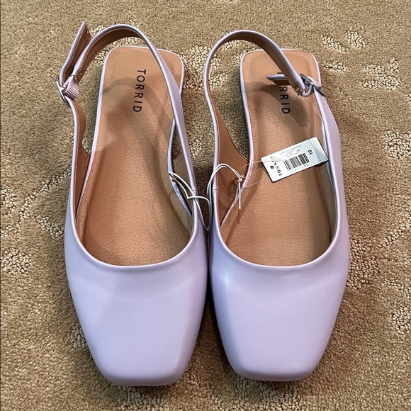 Torrid Lavender Square Toe Sling Back Flats, 10WW - Picture 1 of 6